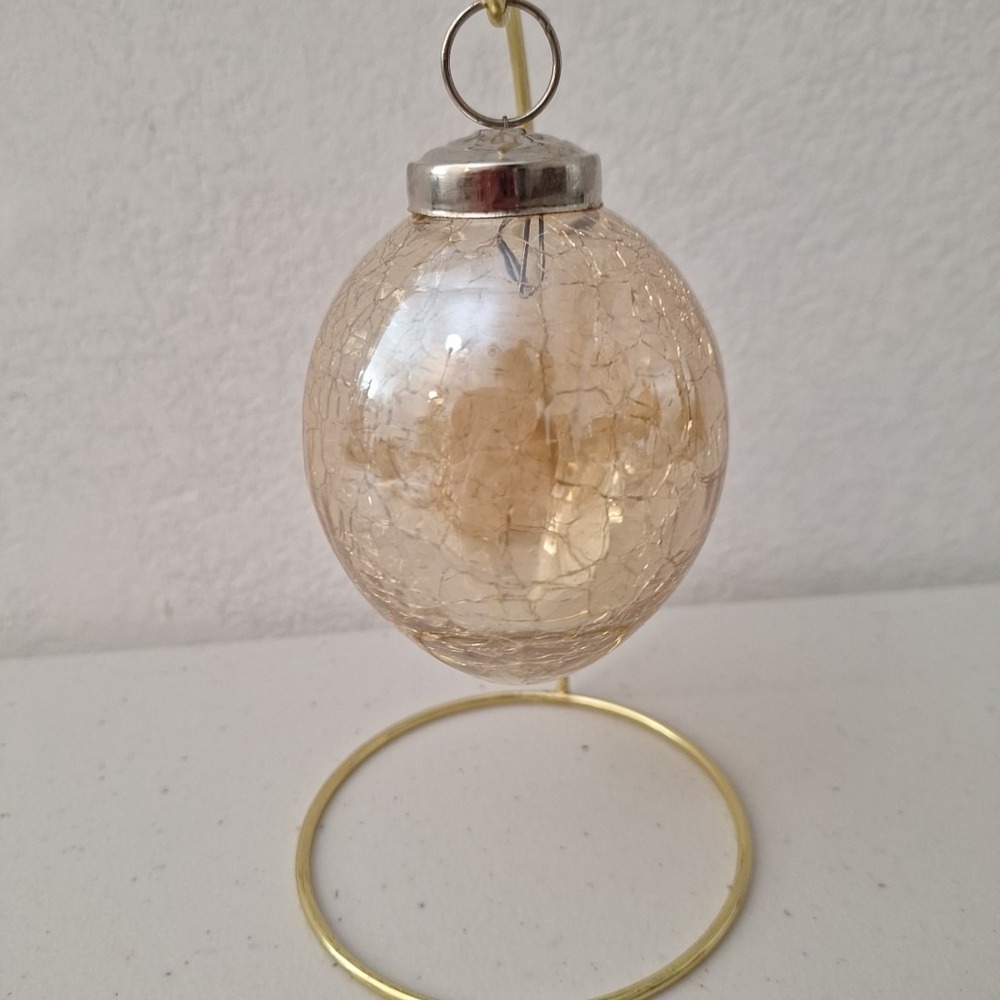 Vintage Kugle Style Mercury Crackle Glass Ball Christmas Gold Ornament 4", Heavy - Picture 5 of 16